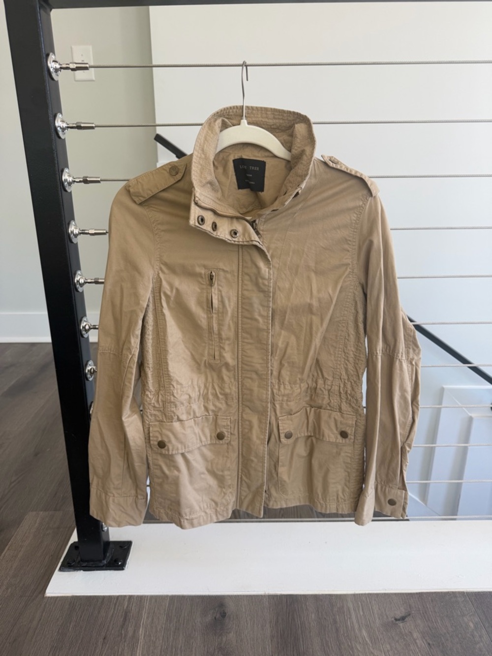 The Limited Khaki Utility Jacket with Stand Collar